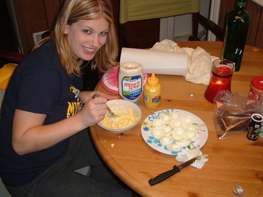 Cooking - me making deviled eggs